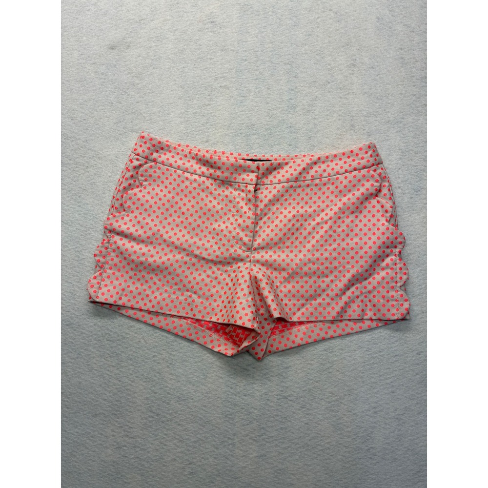 J.Crew Polka Dot Scalloped Hem Shorts Preppy Retro Textured Size 10 Pink Orange